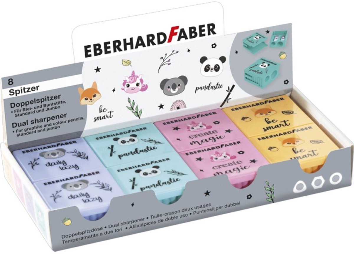 EBERHARD FABER dubbele puntenslijper Animal, kunststof, diermotieven, 8 stuks