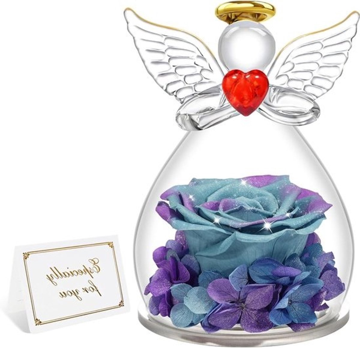 Eeuwige roos - engel - Bewaarde bloemen - Decoratie - cadeau - Echte roos - geconserveerd