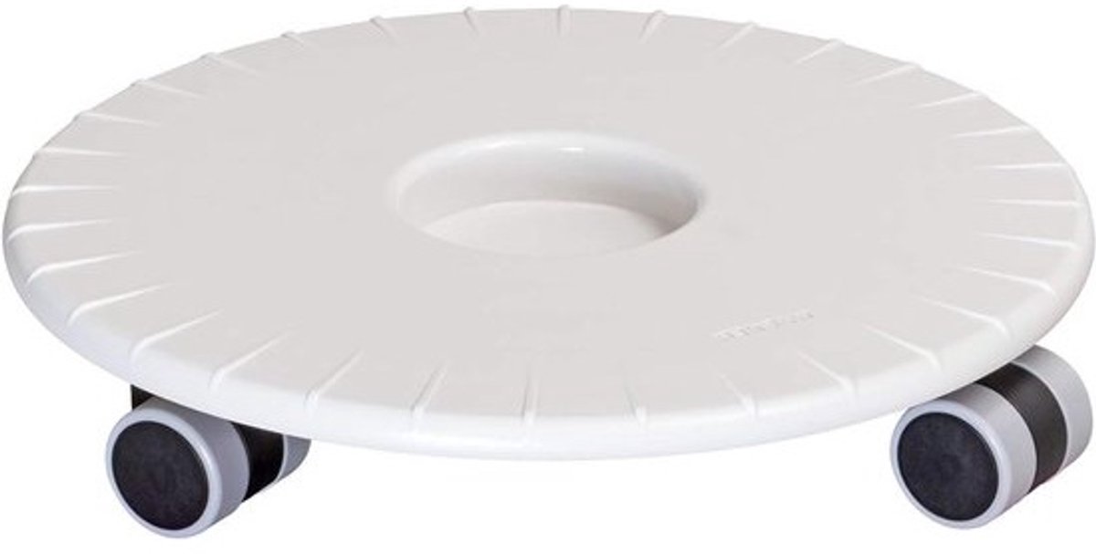Plantenroller plat - Bloementrolley - Planten verplaatsen - Vloervriendelijke wielen - 30 x 6 cm - Wit