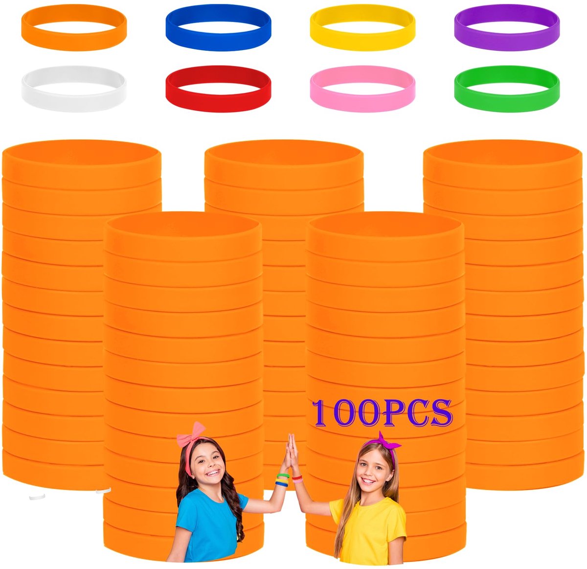 HONTIUS Siliconen armbanden, 100 stuks siliconen armbanden siliconen polsbanden silicone wristband lege rubberen - ShopVlot