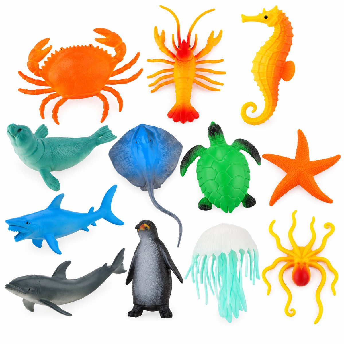 Babadoe Zeedieren Speelset – 12 Verschillende Zee- en Oceaandieren – 12 stuks