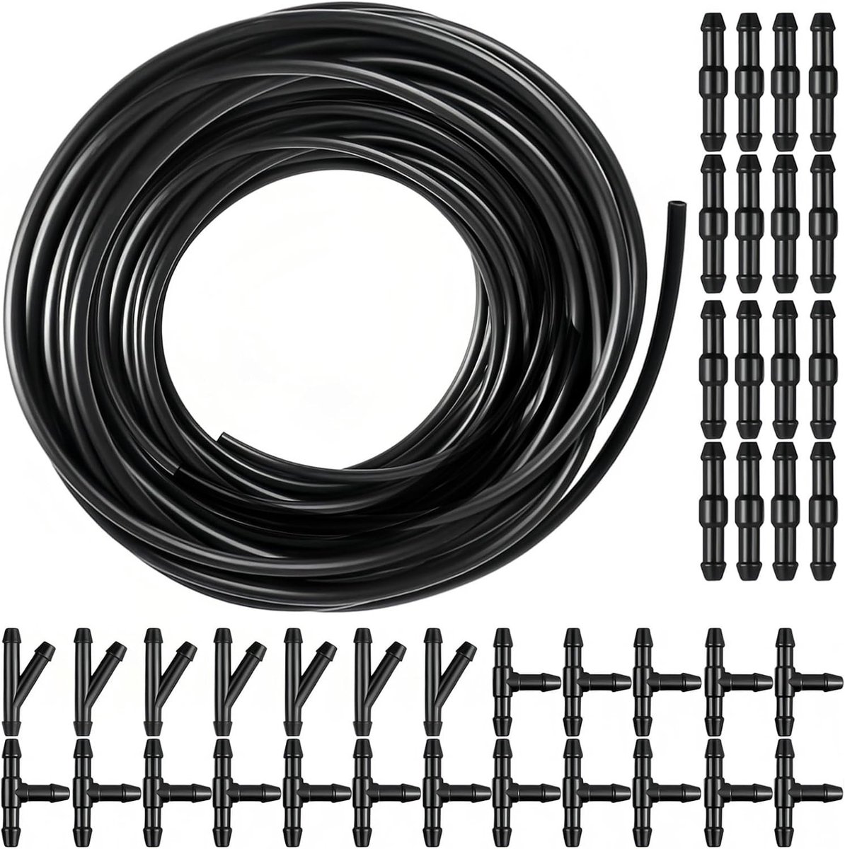 Universele 5m Ruitenwisser Slang met 36 Stuks Slangconnectoren voor Auto's - Rubber Slang voor Ruitenwassers en Spray Systeem