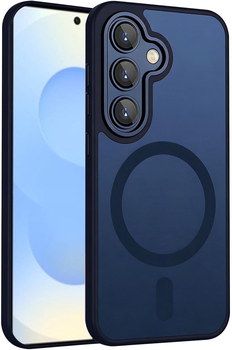 XDcase Skin Feel Transparant Mat Hoesje met MagSafe magneet & Lensbescherming – Samsung Galaxy S26 5G Donker Blauw