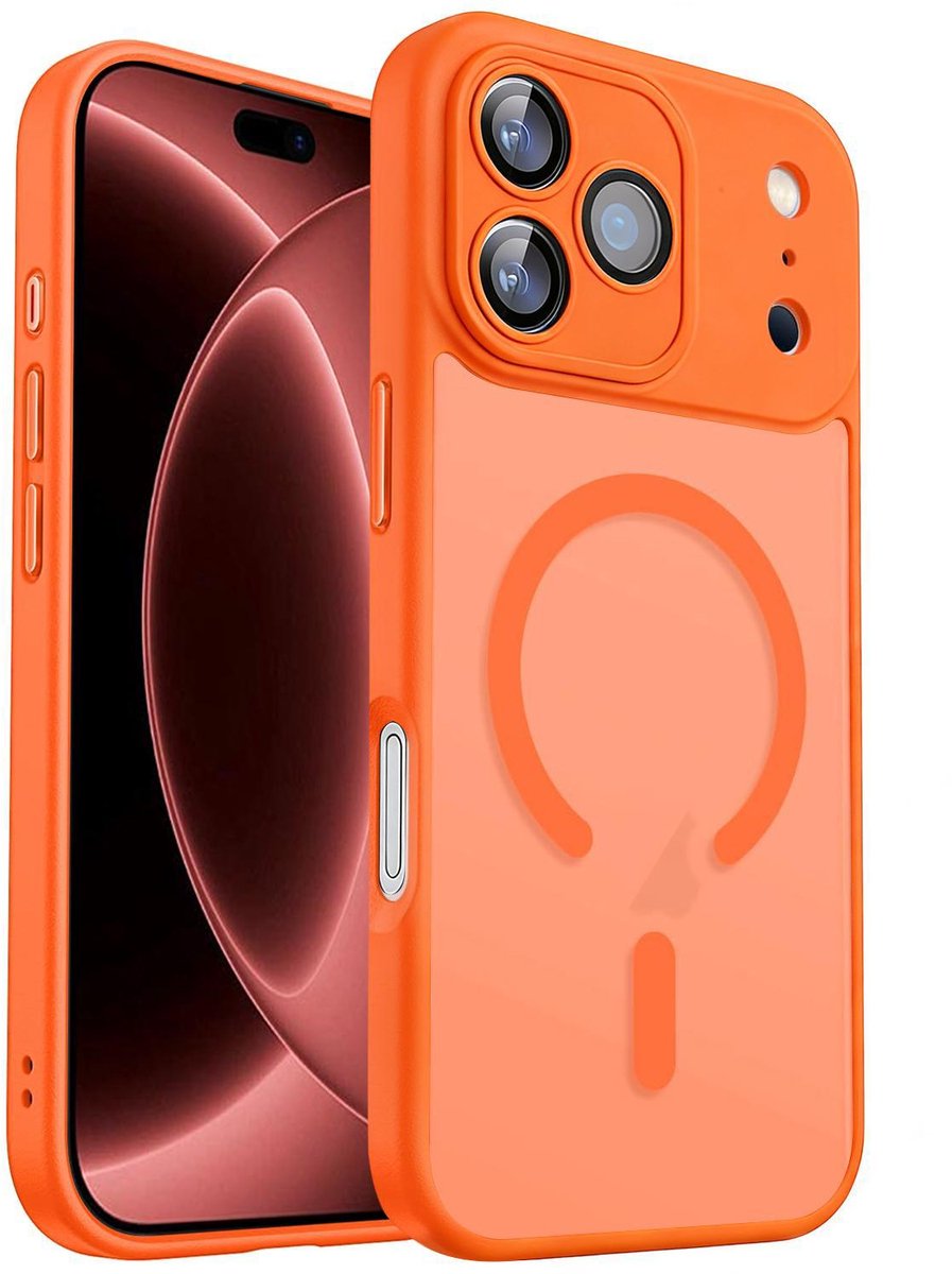 XDcase Skin Feel Transparant Mat Hoesje met MagSafe magneet & Lensbescherming – Apple iPhone 18 Pro Orange