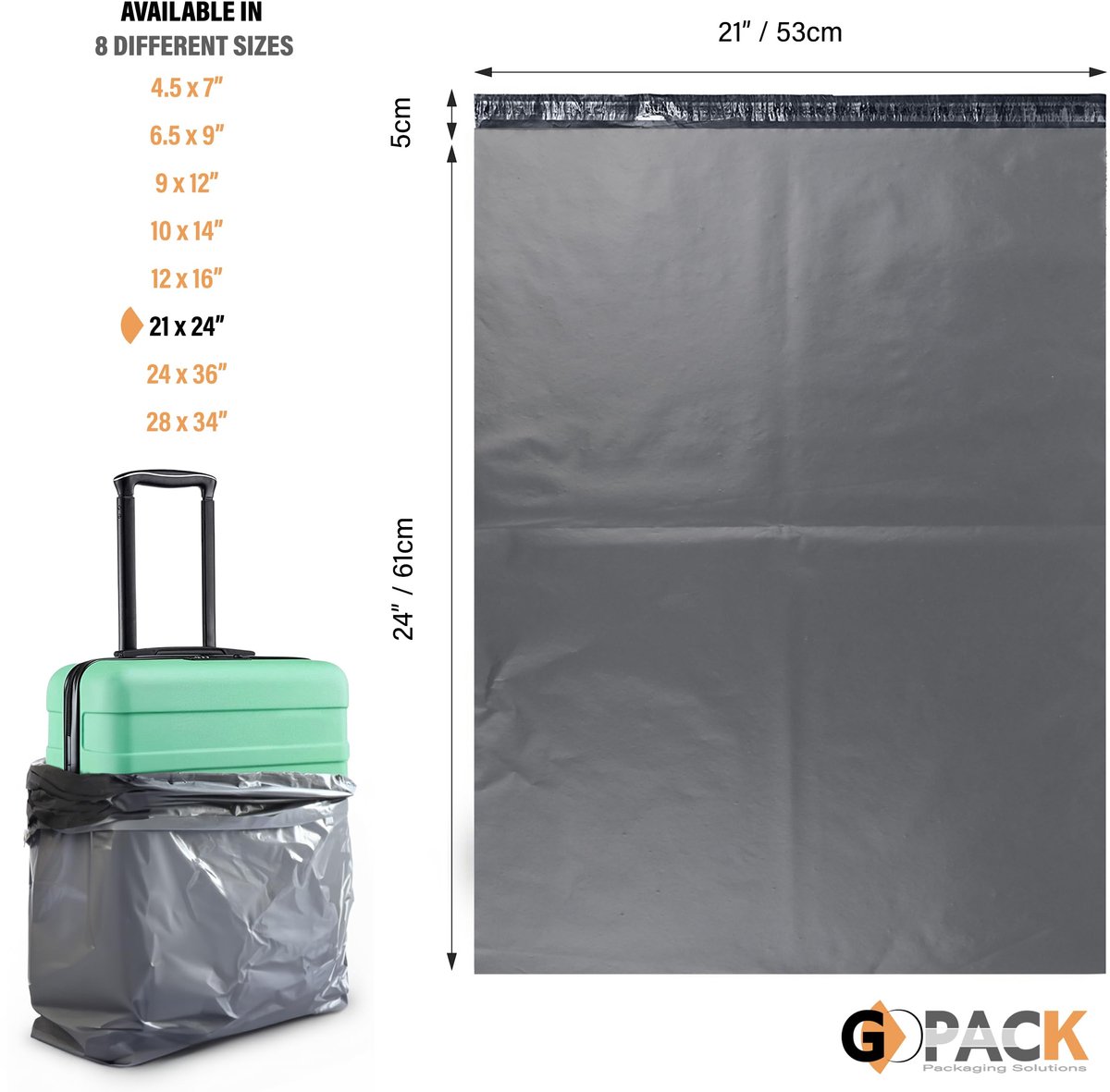 10 x (53 x 61 cm) zelfsluitende extra grote verzendzakken, 53 cm x 61 cm x 5 cm, extra sterke pakketzakken - ShopVlot