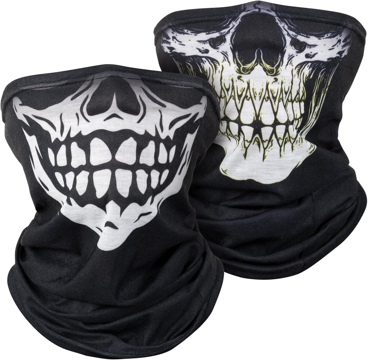 Kiiwah 2pcs Motorcycle Neck Guard, Skull, Black Stripe,One Size, black striped - ShopVlot