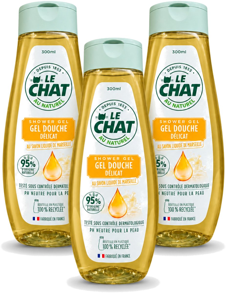 3 x Le Chat – Douchegel – Marseille – 300 ml - Voordeelverpakking - 3 stuks