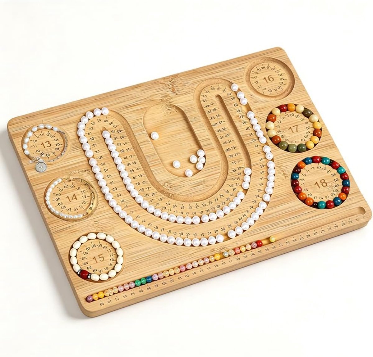 Solid Wood Bead Shelf for Bracelets, Bead Shelf for Jewellery Making with Grooves, Bead Board for Necklaces and - ShopVlot
