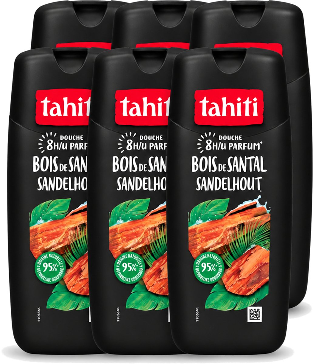 6 x Tahiti – Douchegel – Sandelhout - 315 ml - Voordeelverpakking - 6 stuks