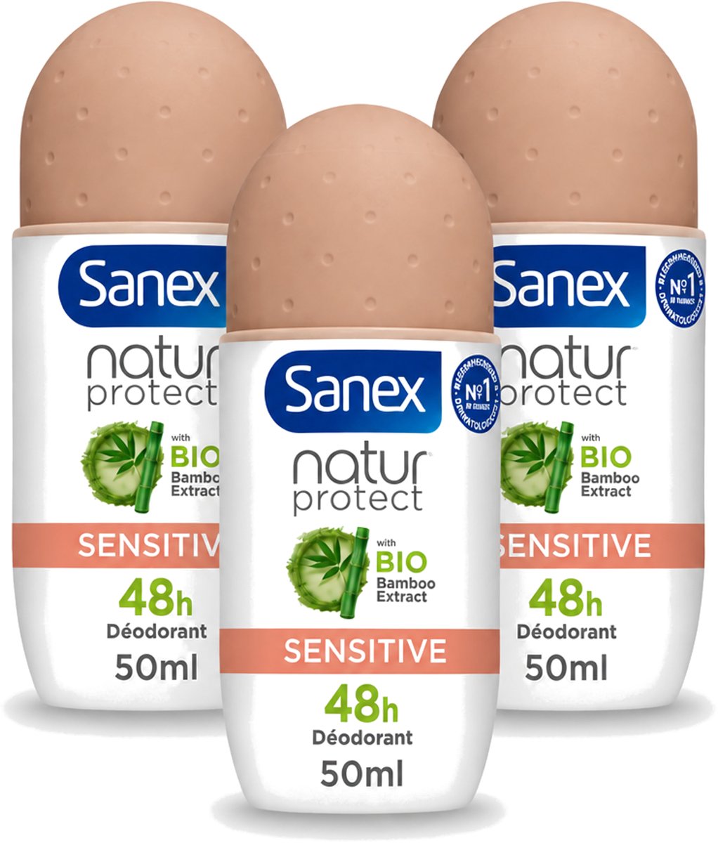 3 x Sanex – Deodorant Roll-On – Natur Protect Sensitive – 50 ml - Voordeelverpakking - 3 stuks