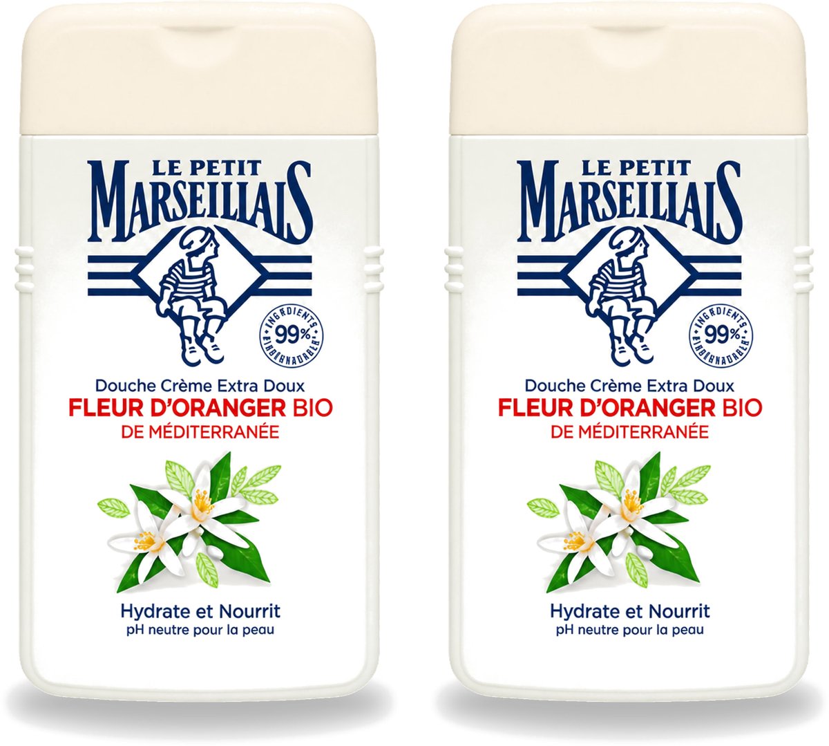 2 x Le Petit Marseillais - Douchecrème - Oranjebloesem - Hydraterend - 250ml - Voordeelverpakking - 2 stuks