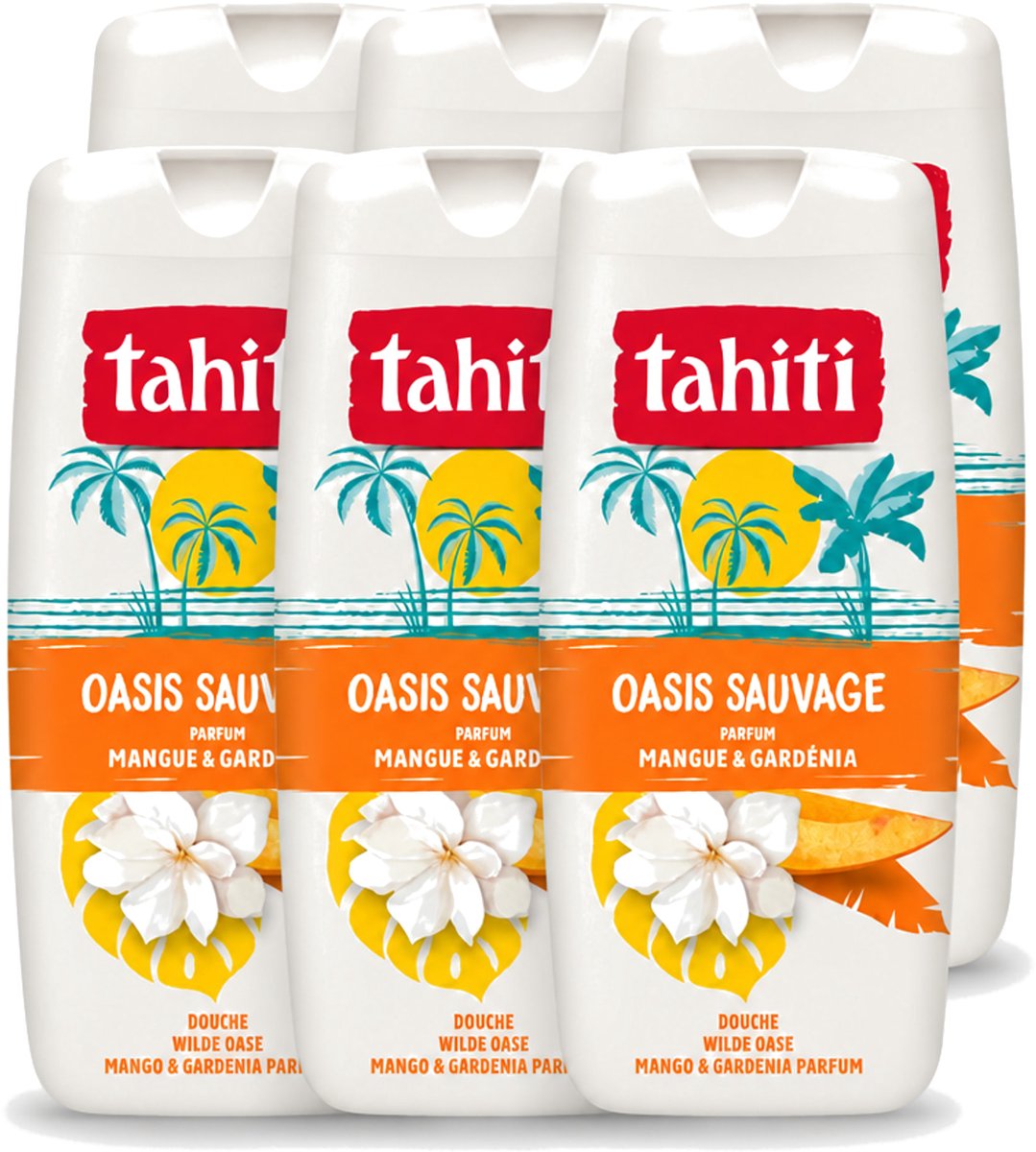 6 x Tahiti - Douchegel - Wilde Oase - Mango & Gardenia - 315 ml - Voordeelverpakking - 6 stuks