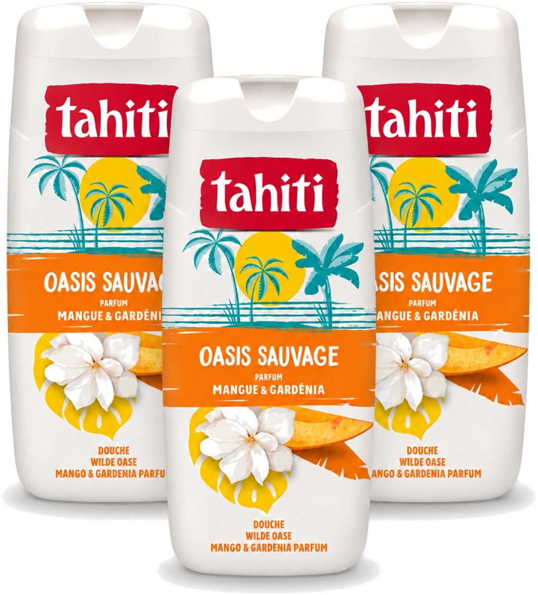3 x Tahiti - Douchegel - Wilde Oase - Mango & Gardenia - 315 ml - Voordeelverpakking - 3 stuks
