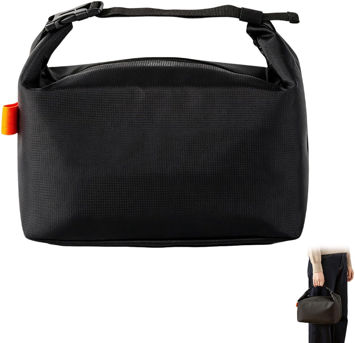 Geïsoleerde Lunchtas Zwart 25 x 15 x 21 cm, Lekbestendige Thermotas met Dikke Folie, Waterbestendige Koeltas met - ShopVlot