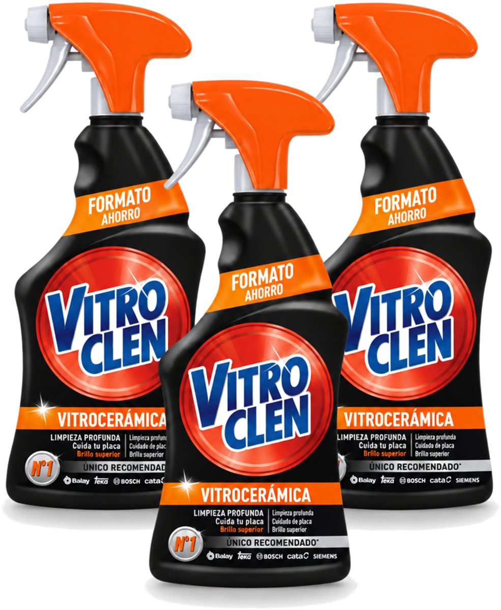 3 x Vitroclen - Keramische Kookplaatreiniger - Spray - 450 ml - Bulkverpakking - 3 stuks