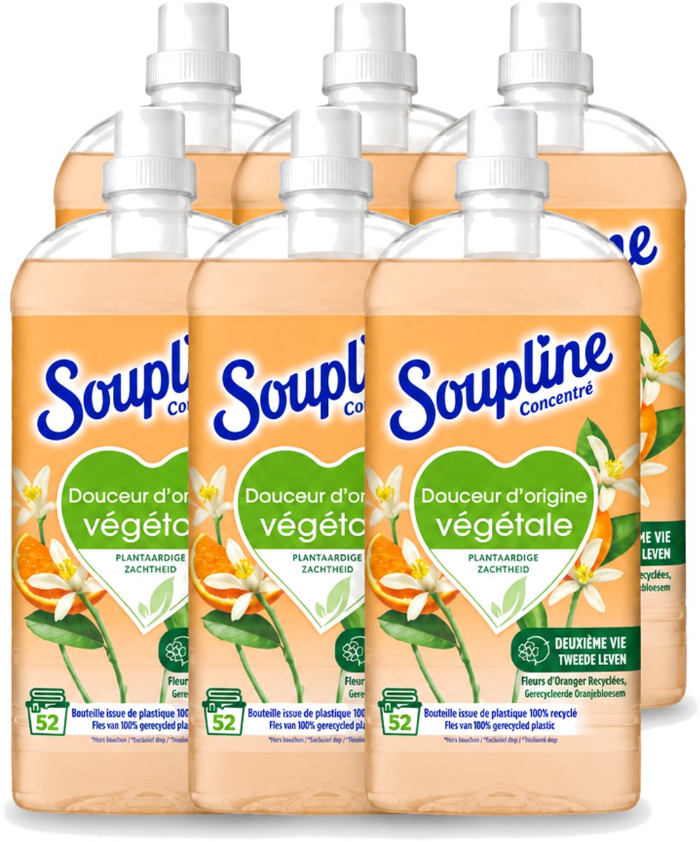 6 x Soupline - Wasverzachter - Oranjebloesem - 52 Wasbeurten - 1.3L - Voordeelverpakking - 6 stuks
