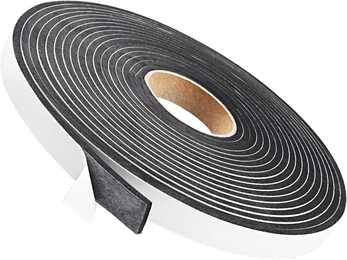 Zelfklevende Foam Tape 3 mm x 15 mm x 10 m - Hoge Dichtheid Weerbestendige Sealing Tape voor Deuren, Ramen en Airconditioning met Anticollisie Eigenschappen