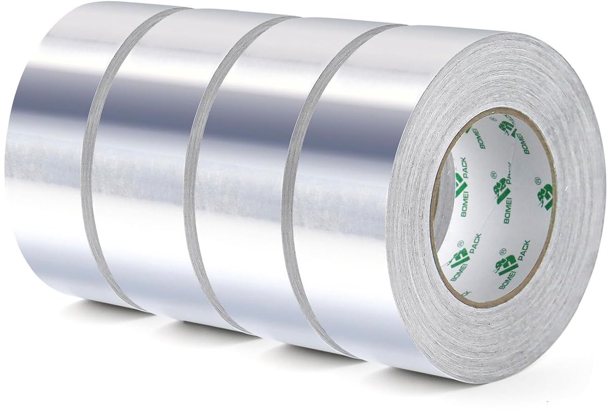 Aluminium Plakband 50 mm x 50 m - 4 Rollen, Waterdicht en Warmtebestendig voor Sealen, Repareren en Isoleren