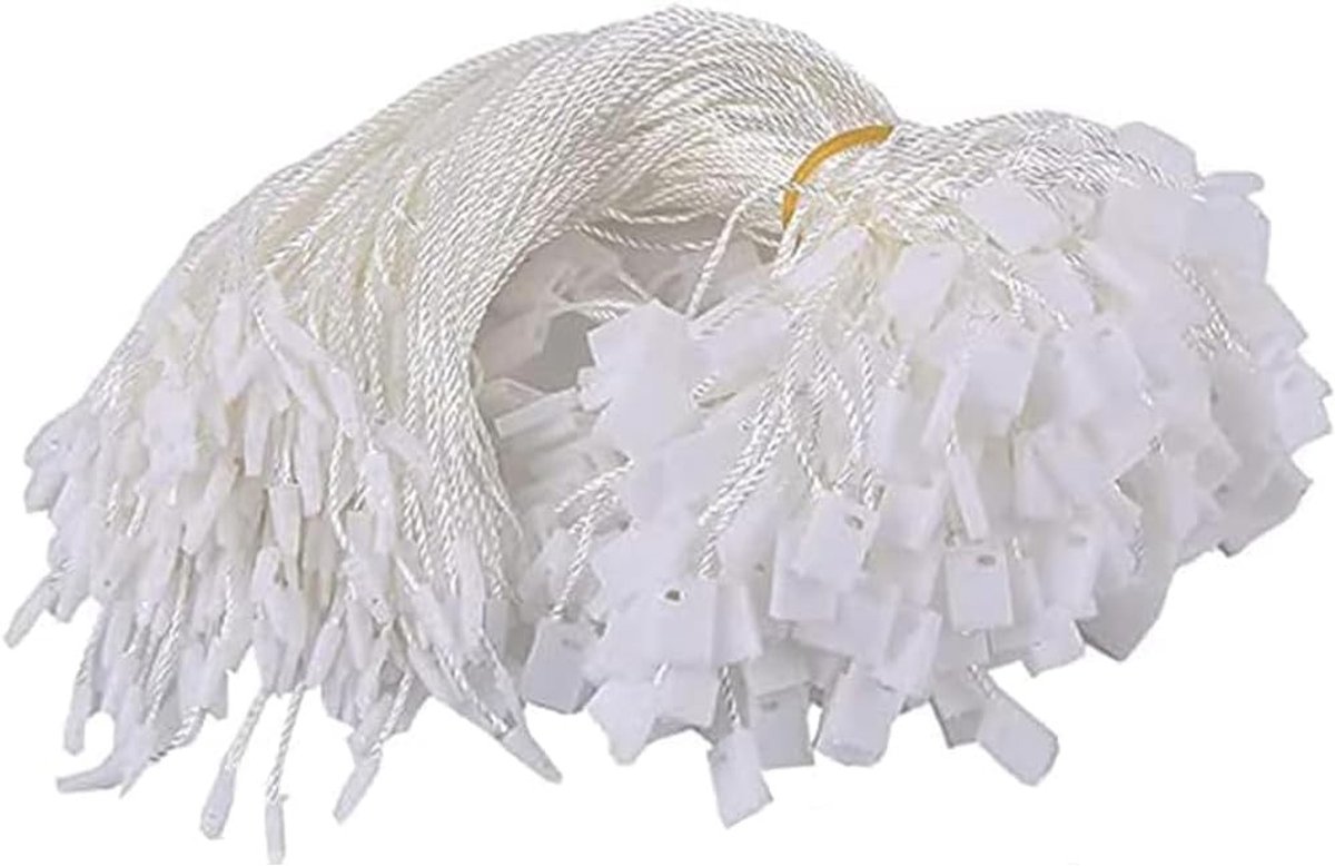 Nylon Hangtag Touw met Snap Lock Pin - 200 Stuks Wegwerp Zwarte Prijslabels voor Kleding en Accessoires