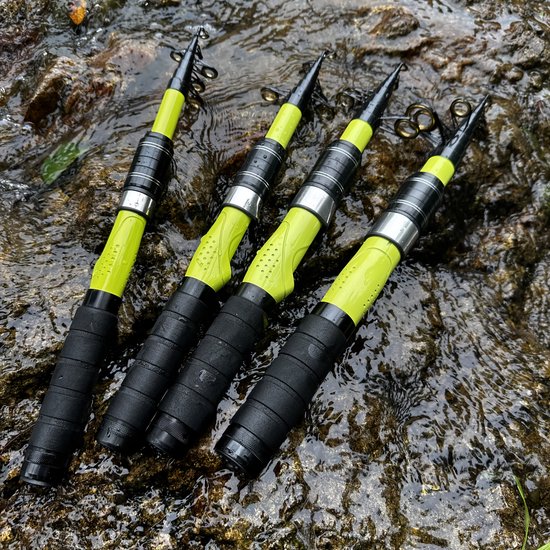 HOB Telescopische Vishengel met Molen - Hengelset - Werphengel - Carbon - 1,8 m - Vishengel set - Hengelsport - Zwart Geel - Vis Hengel — afbeelding 3