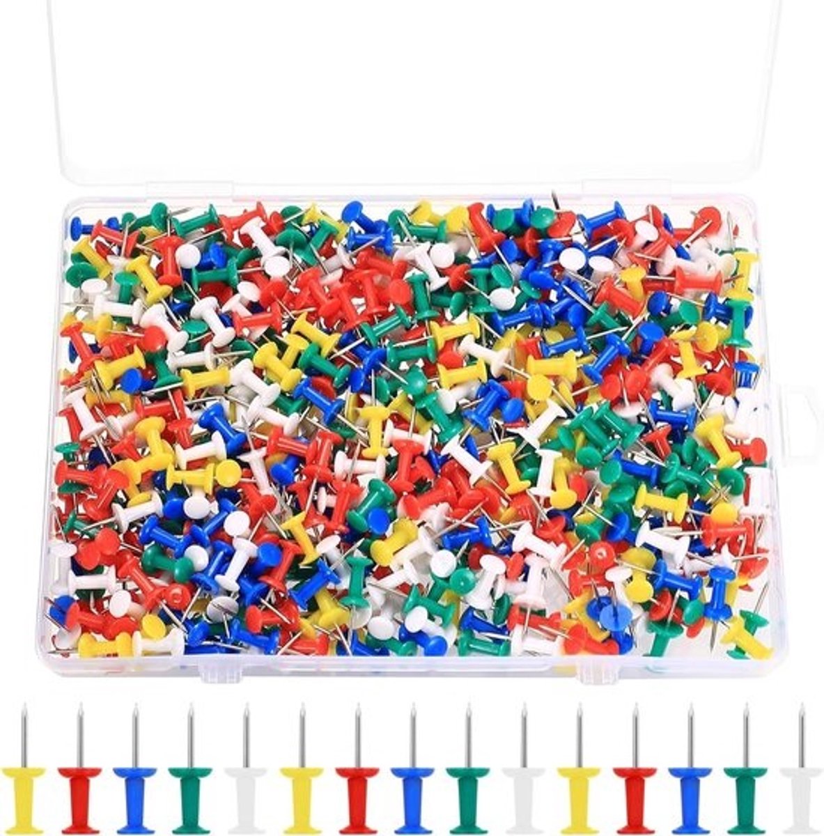Kleurrijke punaises - Decoratieve spelden - Voor het bevestigen van notities - Duurzaam kunststof - staal - 600 stuks - Veelkleurig