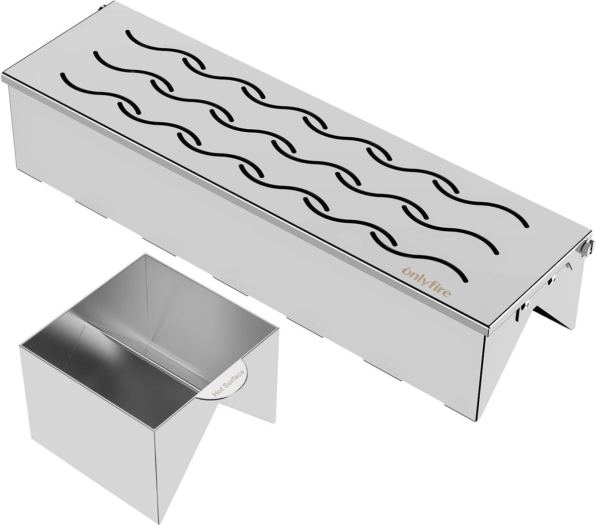SnelShoppen - RVS Rookdoos met Scharnierdeksel, BBQ Smoker Box met Waterreservoir voor Gas- en Houtskoolbarbecues, Multi-use Barbecueaccessoire voor P