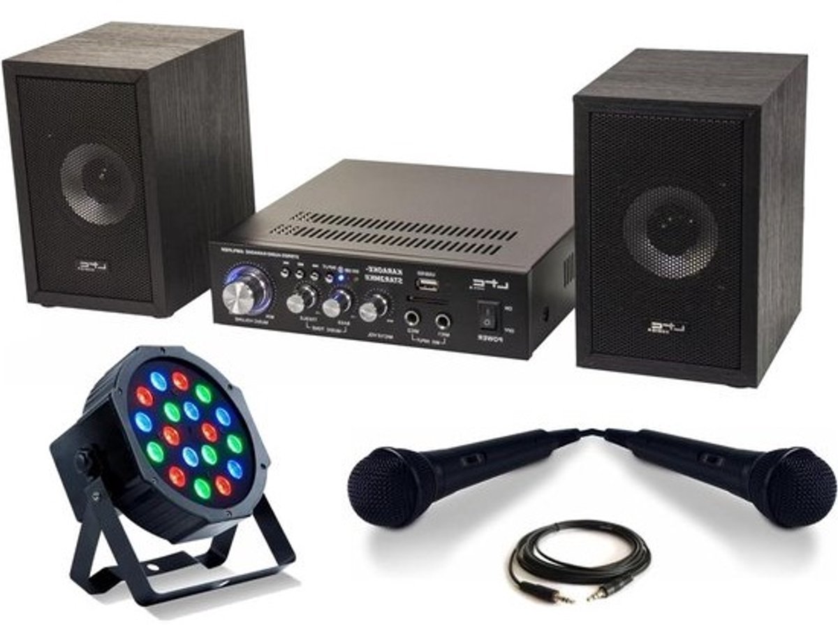 Karaokeset - Zingsysteem - Voor feestelijke momenten - Compleet pakket - 100 W - Zwart