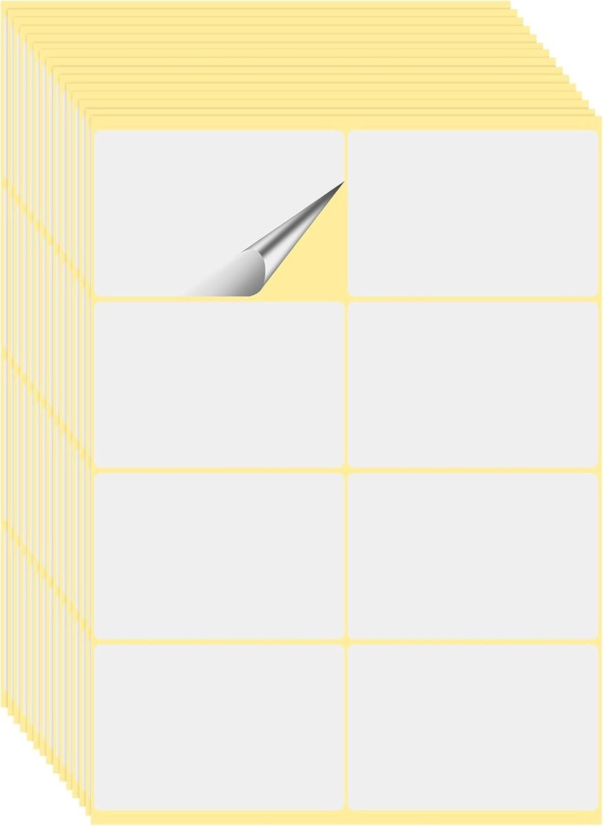 15 x 8 Pack Witte Zelfklevende Labels, Rectangulaire Labels 50 x 75 mm, Lege Labels voor Datums, Kantoor, School en Correspondentie