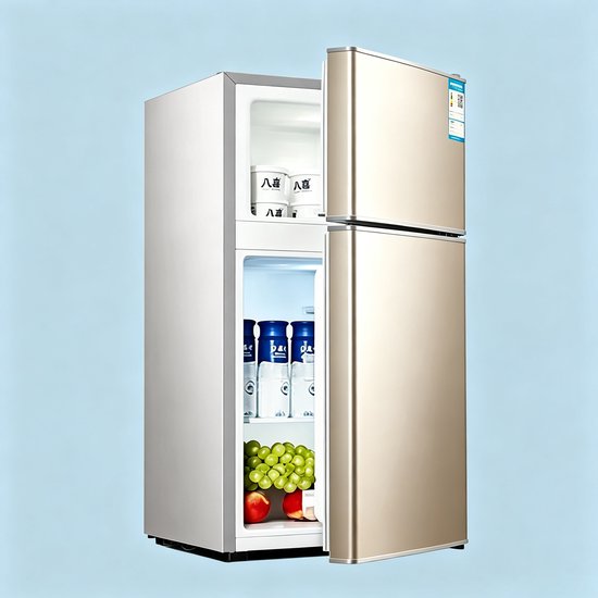 Mini koelkast met vriesvak 43 liter dubbele deuren compact model scheidbare koel en vriesruimte voor langdurige versheid geschikt voor slaapkamer keuken kantoor en studentenkamer goud 35.5*39*67cm van learnlogic — afbeelding 5