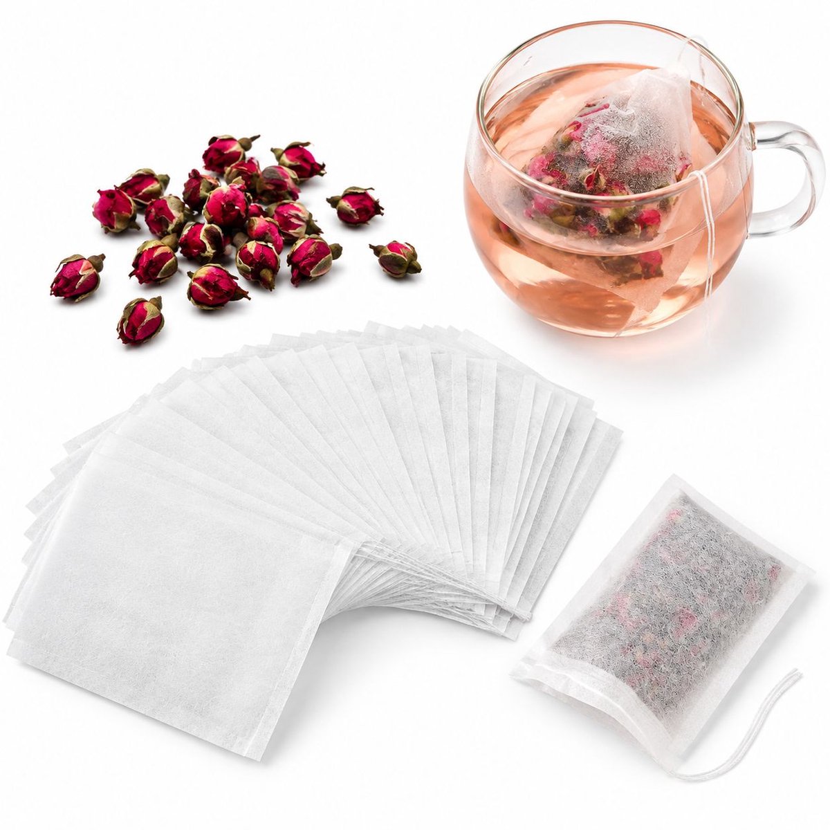 VHV - Lege theezakjes - 200 stuks - 10 cm - Theefilters - Theefilterpapier - Losse theezakjes - Losse thee - voor losse thee