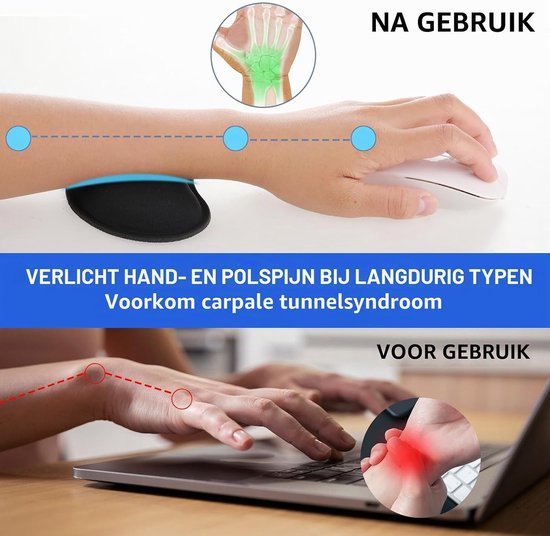 Ergonomische Polssteun van Traagschuim voor Desk, Ontspanning bij Hand- en Armklachten, Ideaal voor Typen en Gamers — afbeelding 4