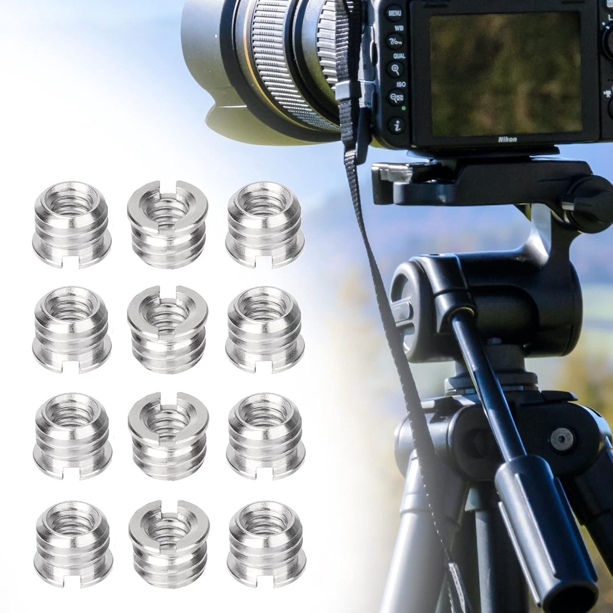 Set van 12 Draad Adapters 1/4 naar 3/8 inch en 3/8 naar 1/4 inch voor Microfoon, Camera en Statief