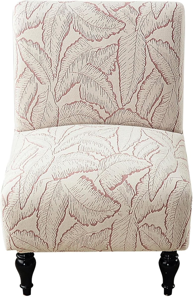Zitkamerstoel Bescherming zonder Armleuningen - Antislip, Hoge Elasticiteit, Roze Bloemenprint, Meubelhoes voor 1-Zits Stoelen