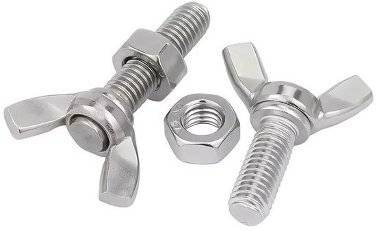 Vleugelschroevenset - Vlinderschroeven - Handvast monteren - Roestvrij staal - M3x40mm - 5 stuks - Zilverkleurig