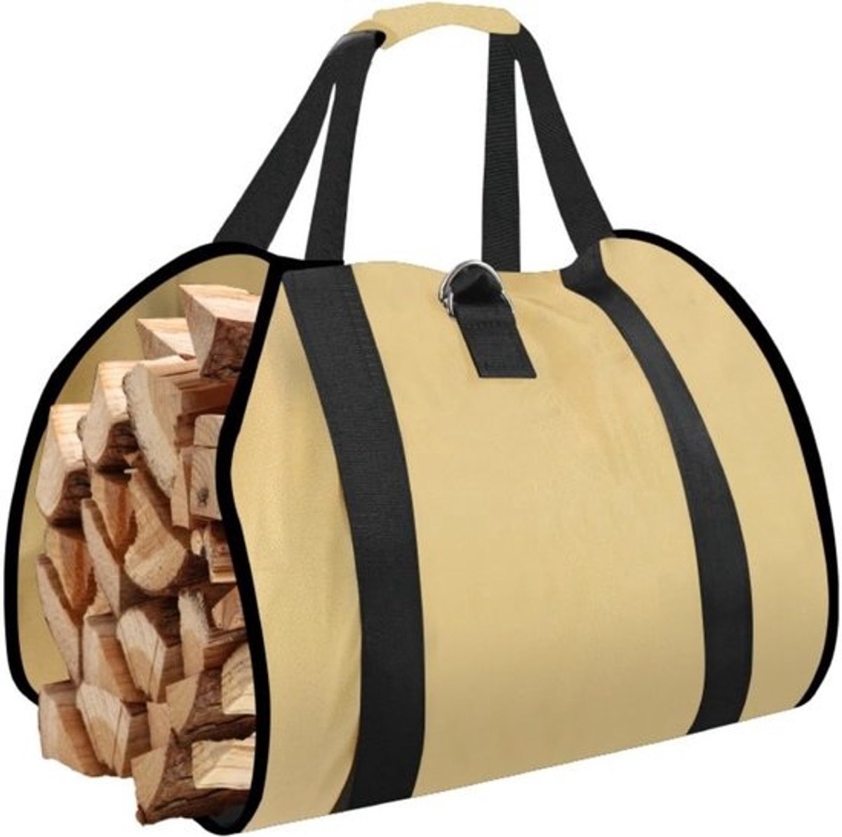 Opvouwbare brandhoutzak - Draagbare opslag - Aanmaak voor buitenhaard - Vocht- en stofdicht - Afmetingen: 82 x 48 cm - Geel