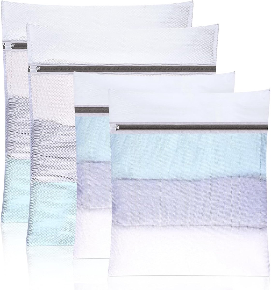 Set van 4 Wasnetten voor Wasmachine - Waszakken met Rits voor Kleding, Ondergoed en Babykleding - 40 x 50 cm en 50 x 60 cm