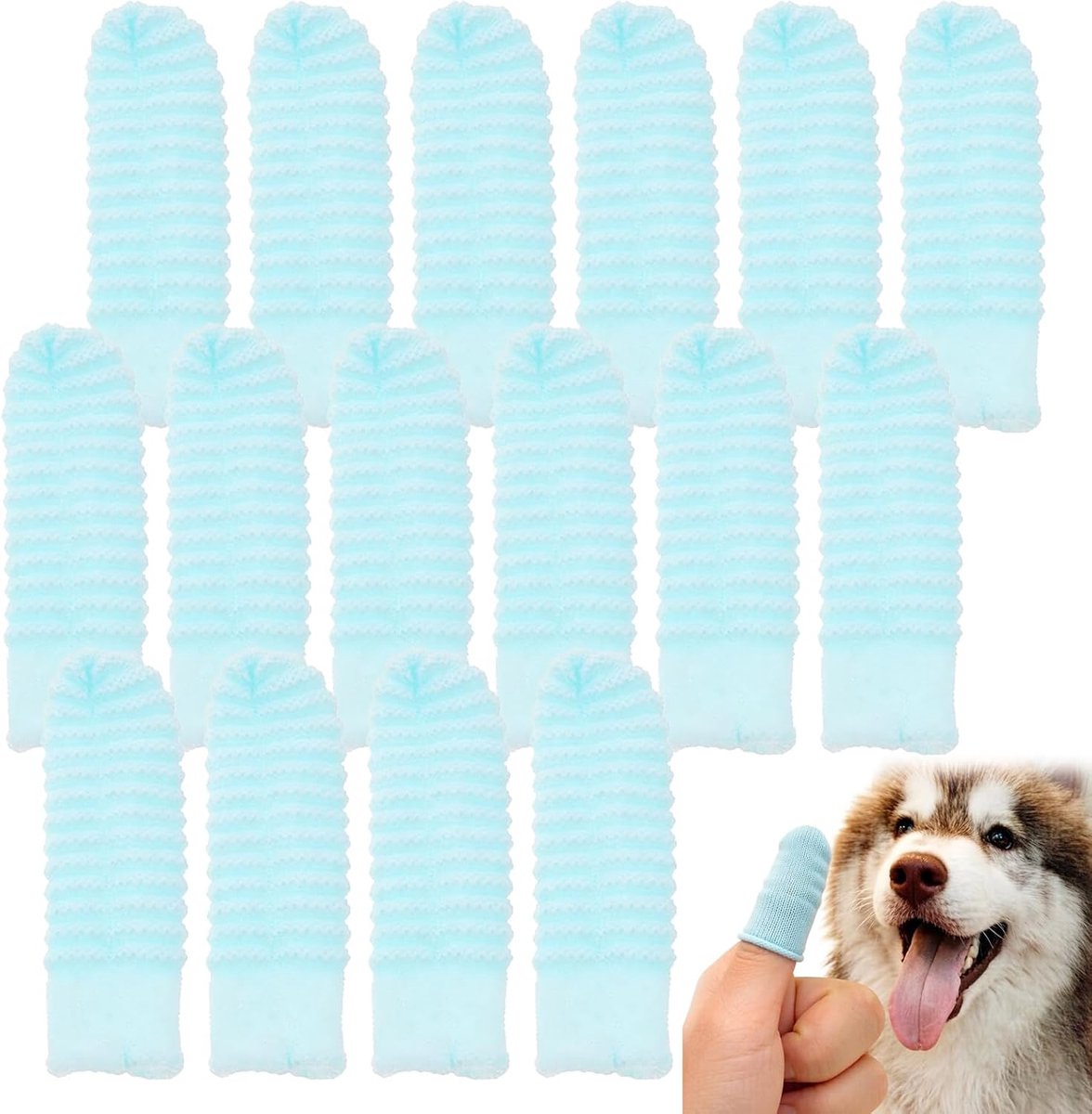 16 stuks tandenborstel voor honden en katten, vingers voor het reinigen van hondentanden van polyester, hondenborstel - ShopVlot