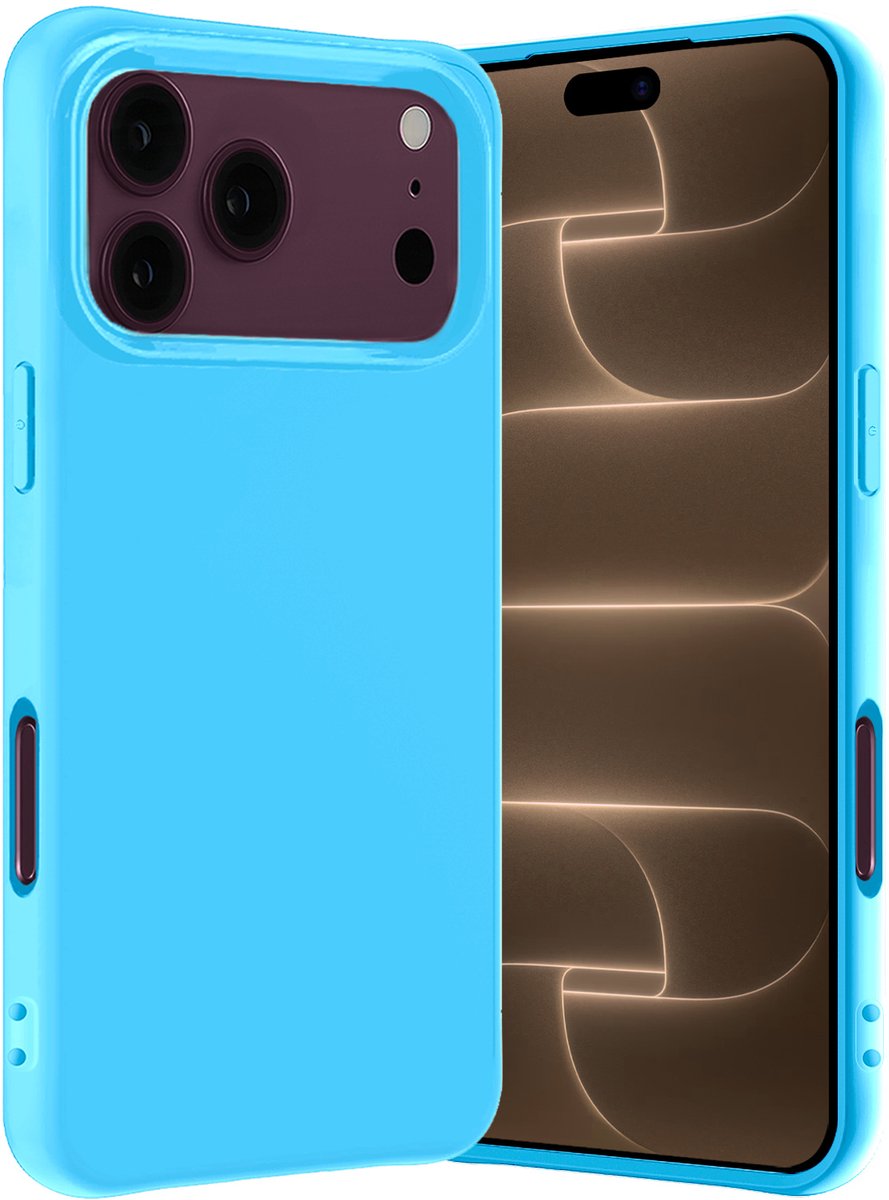 Hoes - Geschikt voor Apple iPhone 18 Pro Max - Sterk & Shockproof - Hoesje Cover - Siliconen Case - Lichtblauw