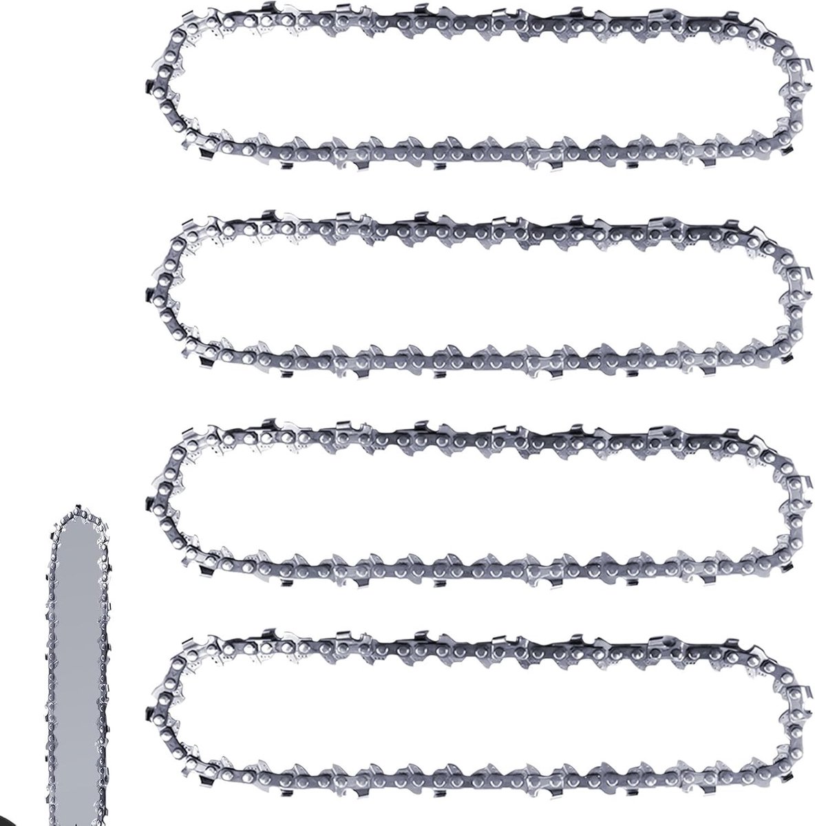 Zagenketting Set van 4 Stuks, 25 cm, 40 Aandrijflinks, 1.3 mm, Geschikt voor Diverse Accu Heggenscharen en Tuingereedschap