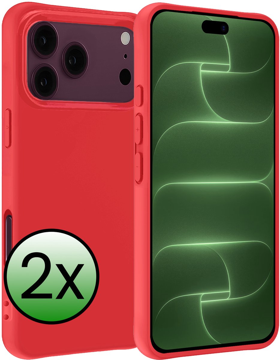 Hoesje 2 Stuks - Geschikt voor Apple iPhone 18 Pro Max - Sterk & Shockproof - Case Siliconen - Back Cover - Telefoon Hoes - Rood