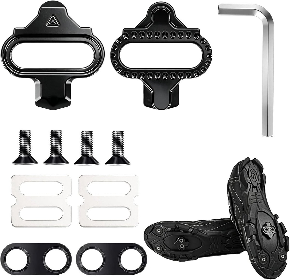 Compleet 11-delig fietsschoenplaatjes set met SPD compatibiliteit, anti-slip platen en schroeven voor indoor cycling, mountainbiken en racefietsen