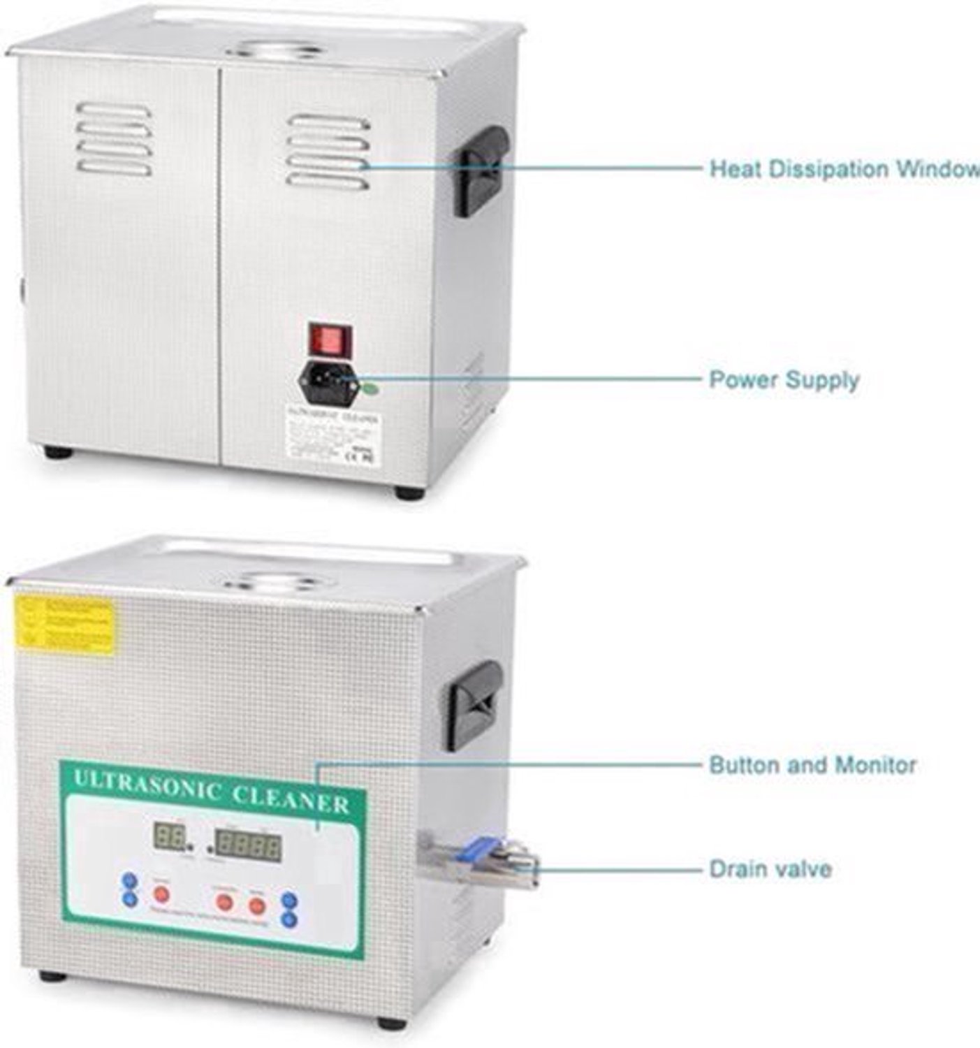 Ultrasoon Reinigingssysteem – Ultrasone Reiniger – Ultrasoon Schoonmaakapparaat – Reinigingsmachine – Ultrasoon Tank – 10 Liter Inhoud – 40 kHz Frequentie – Roestvrij Staal – Instelbare Temperatuur en Timer