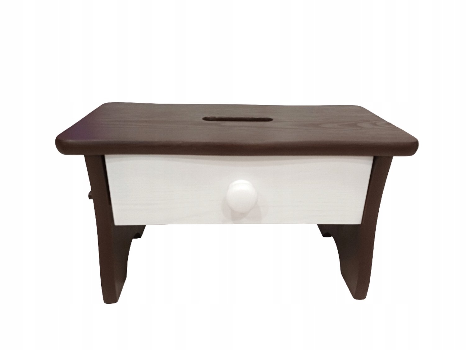 Bruine Houten Kinderkruk met Witte Lade - 21 cm Hoog