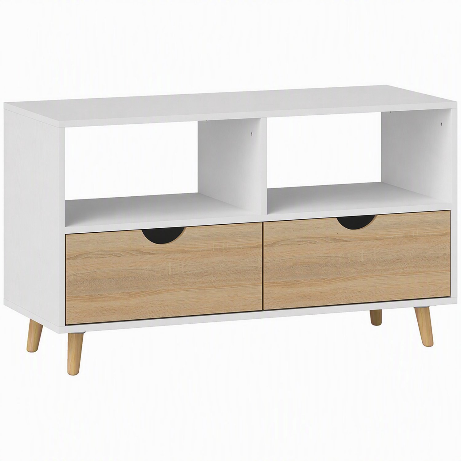 Homona TV-meubel - Met 2 lades en 2 open vakken - 99 x 39 x 58 cm - Wit