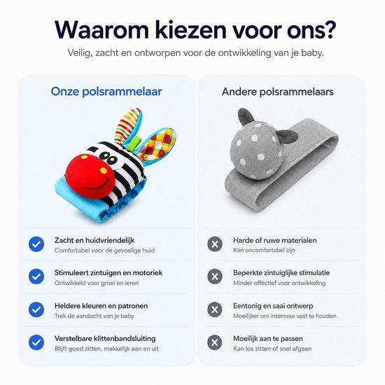 4 Stuks Baby Rammelaar - Rammelaar Sokjes en Armbandjes - Pols en Voetrammelaar - Speel en Voetzoeker Sokken - Baby Sokjes - Pluche Knuffels - Rammelaar - Belletjes — afbeelding 3