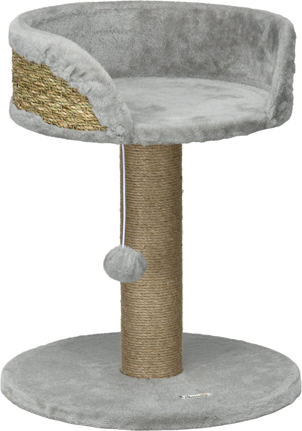 Pawona Krabpaal - Met ligbed, krabpaal en speelbal - 40 x 40 x 49 cm - Grijs