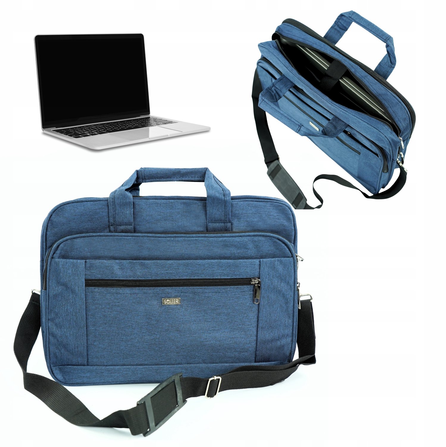 Solier Laptop Tas 15,6" Lichtblauw Stijlvol & Functioneel