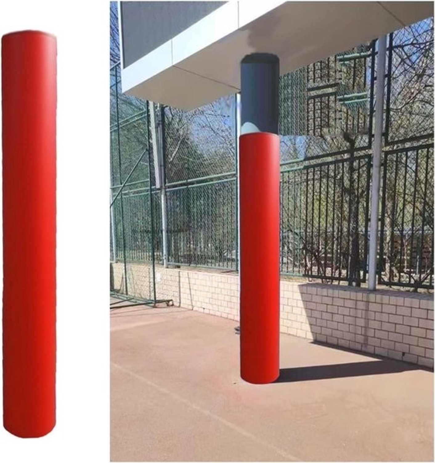 Veiligheidspads voor palen - Schuimkolomafdekking - Paalbeschermer - Bescherming tijdens het sporten - Schokabsorberende vulling - 1.8 m hoogte - 5 cm diameter - Zwart