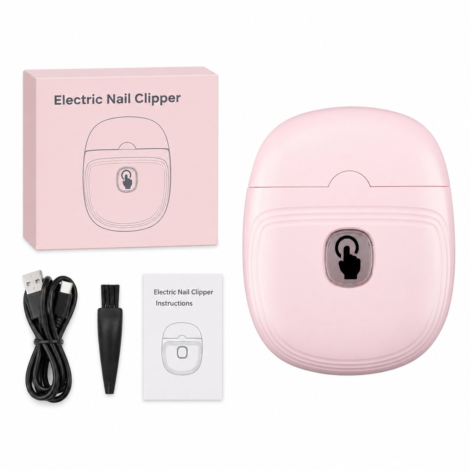 elektrische nagelknipper - met verlichting en slijpfunctie - draagbaar mini-ontwerp - roze 003