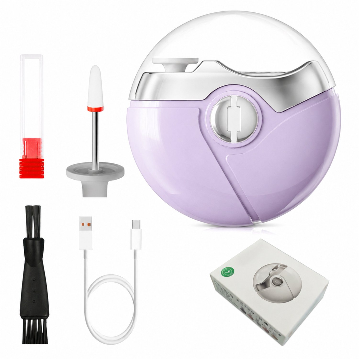 elektrische nagelknipper - XN-288 - elektrische nagelverzorging - paars - Engelse verpakking met handleiding en accessoires